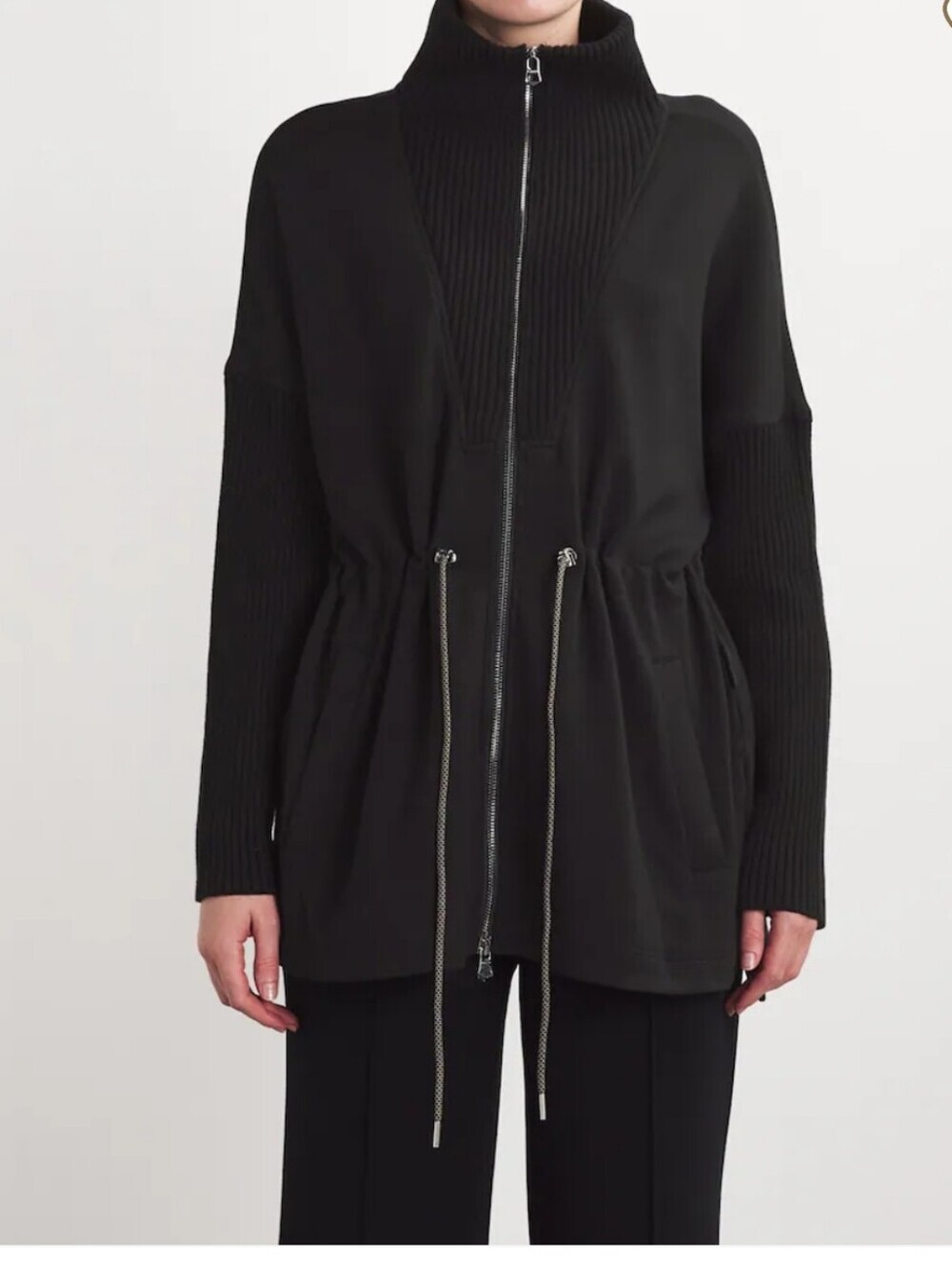 Varley Black Zip-Up Drawstring Utility Jacket